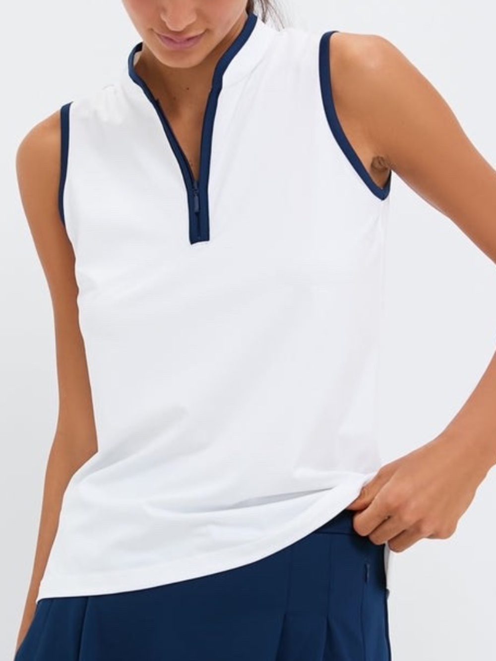 Tuckernuck Sport White Sleeveless Performance Jersey Connors Mock Neck Top